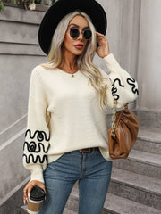 Pullover Strickmode Einfarbig Muster Pullover
