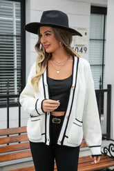 Pull grande taille avec poches assorties et col en V