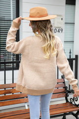 Strickjacke Pullover Farbe Passender Knopf Pullover Top V-Ausschnitt Mantel