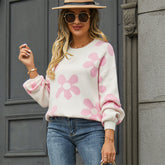 Bedruckter Pullover, Pullover mit Blumenmuster, Übergröße