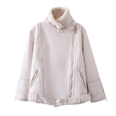 Rabbit Fur StCollar Zipper Ornament All Matching Long Sleeved Jacket Coat