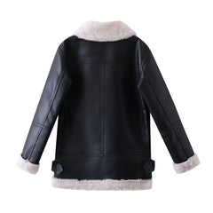 Veste longue matelassée double face en fausse peau de mouton