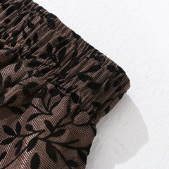 Retro Artistic Flocked Printed Elastic Waist A line Gauzy Skirt