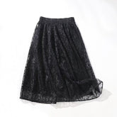 Jupe trapèze fluide à taille élastique et imprimé floqué artistique rétro