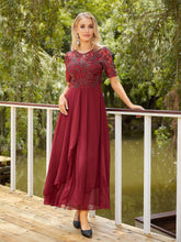 Dress Round Neck Long Sleeve Slim Dress Solid Color Midi Dress