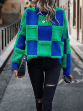 Zweifarbiger Pullover mit Schweinchenmuster, lockerer Pullover