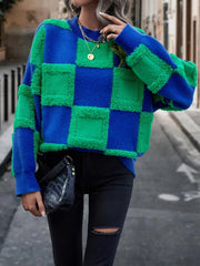 Two Tone Pig Pullover Loose Sweater