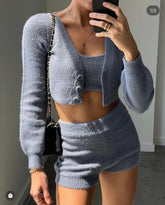 Short tricoté taille haute, pantalon de sport décontracté, coupe slim, élastique, coupe ajustée, décontracté
