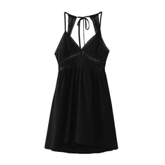 Vertical Lace Strap Mini Dress