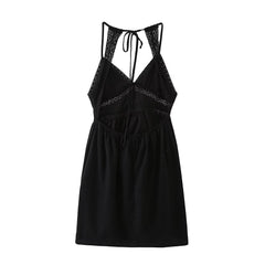 Vertical Lace Strap Mini Dress
