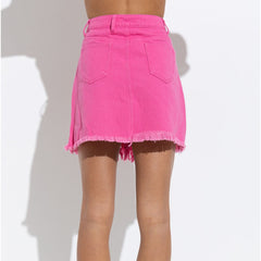 Skirt Rhinestone Fringed Sheath Denim Skirt Multi Color