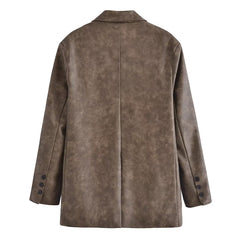 Gewaschener Lederanzug mit Reißverschluss, Motorradrock, Kunstlederrock-Set