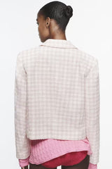 Wollmantel mit Karomuster und langen Ärmeln, Strickjacke mit Schnallen, Umlegekragen