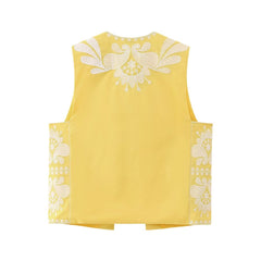 Wind Contrast Color Embroidered Vest