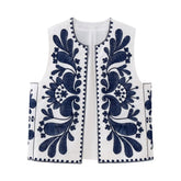 Wind Contrast Color Embroidered Vest