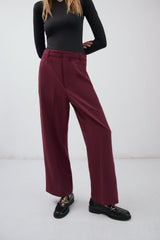 Pantalon large taille haute plissé