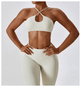 Soutien-gorge de yoga push-up croisé, dos nu, sous-vêtement de course, d'exercice, séchage rapide, sensation chair, débardeur de fitness