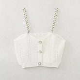 Herbst Einfarbige kleine Sling Perlenkette Strick Tube Top Weste
