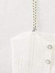 Fall Solid Color Small Sling Pearl Chain Knitted Tube Top Vest