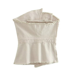 Asymmetrisches, ausgefranstes Strumpfhosenrock-Set