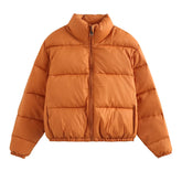 Manteau en coton épais à col montant et fermeture éclair