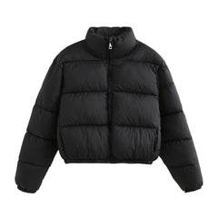 Verdickender Baumwollmantel mit Kragen, überjackebar, warmer, mit Baumwolle gefütterter Mantel mit Reißverschluss