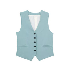 Veste gilet asymétrique décontractée, pantalon large taille haute