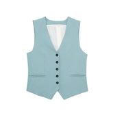 Veste gilet asymétrique décontractée, pantalon large taille haute