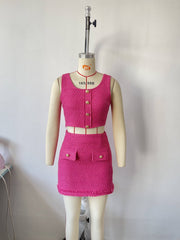 Classic Vest Coat High-Grade French Internet Celebrity Cover Up Vest Top Set