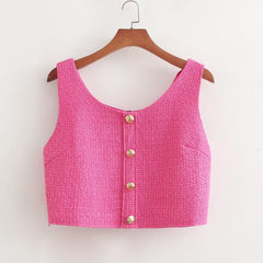 Classic Vest Coat High-Grade French Internet Celebrity Cover Up Vest Top Set