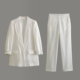 Veste de costume à poignets imprimés, pantalon droit, costume