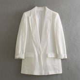 Printed Cuffs Suit Jacket Straight Leg Pants Trousers Suit