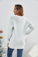 Weihnachtspullover Weihnachtsbaum Schneeflocke Jacquard Rundhals Pullover Pullover