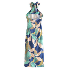 Linen Blended Printed Midi Dress Dress