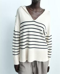 French Long Sleeve Striped Sweater All Matching Sweater