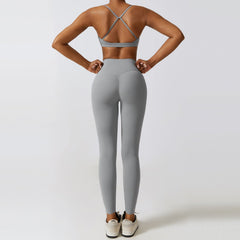 Combinaison de sport skinny yoga nude feel à séchage rapide, ensemble trois pièces de fitness fin