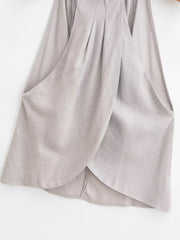 Linen Hanging Collar Top Wide Leg Pants Suit