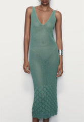 Strandkleid mit ausgehöhlten Ausschnitten und gebundener Quaste, Bademoden-Überzug, Strandkleid
