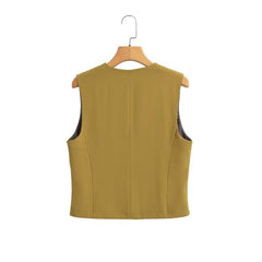 Ensemble jupe mi-longue décontractée à col en V et simple boutonnage