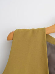 Ensemble jupe mi-longue décontractée à col en V et simple boutonnage