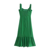 Schlankes Chiffonkleid mit französischer Taille und V-Ausschnitt, bedruckt