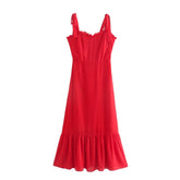 French Waist Slimming Slim V neck Chiffon Printed Lace up Dress