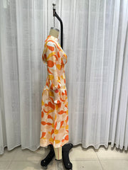 Robe imprimée à manches longues et taille élastique