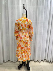 Robe imprimée à manches longues et taille élastique