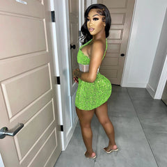 Diagonal Collar Sequin Stitching Polyester Net Nightclub Party Sheath Dress