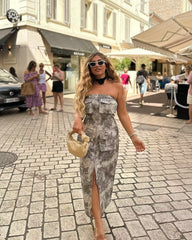 Street Long Silk Net Printed Dress