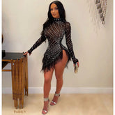 Robe en strass, robe moulante découpée, robe en maille de laine