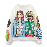 Sweatshirt mit Rundhalsausschnitt und French Girl-Print