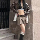 Faux Zweiteilige Motorradjacke Retro Street Niche Abnehmbare Kurzjacke