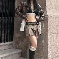 Faux Two Pieces Motorcycle Jacket Retro Street Niche Detachable Short Jacket